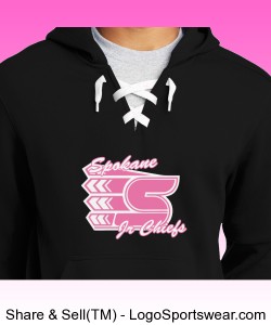 Adult Black/Pink Lace Up Hooded Sweatshirt Design Zoom