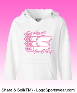 Ladies White/Pink Hooded Sweatshirt Design Zoom